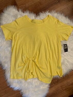 Diane Gilman NWT 3X Plus Size Yellow Short Sleeve Tee w/ Tuck Accent at Waist